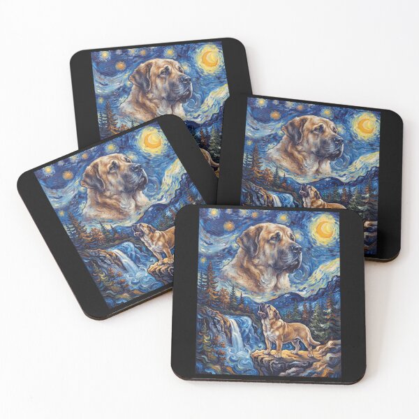 Item preview, Spanish Mastiff Howling Moon Starry Night Van Gogh Art Animal Lover designed and sold by dian-rody-crest.
