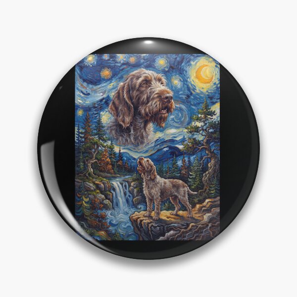 Item preview, Spinone Italiano Howling Moon Starry Night Van Gogh Art Animal Lover designed and sold by dian-rody-crest.