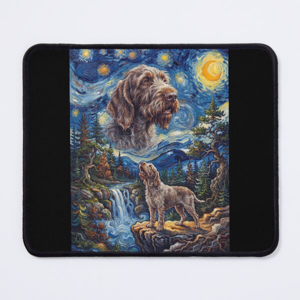 Item preview, Spinone Italiano Howling Moon Starry Night Van Gogh Art Animal Lover designed and sold by dian-rody-crest.