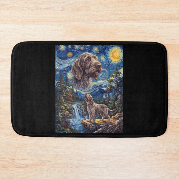 Item preview, Spinone Italiano Howling Moon Starry Night Van Gogh Art Animal Lover designed and sold by dian-rody-crest.