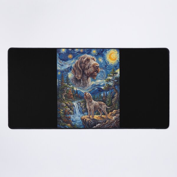 Item preview, Spinone Italiano Howling Moon Starry Night Van Gogh Art Animal Lover designed and sold by dian-rody-crest.