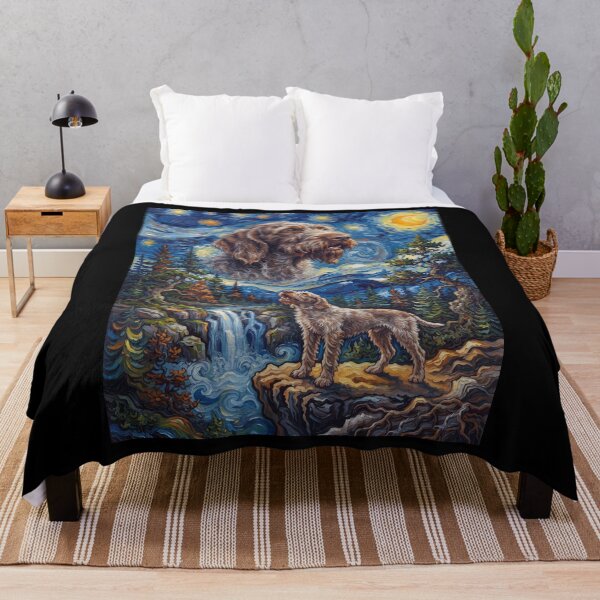Item preview, Spinone Italiano Howling Moon Starry Night Van Gogh Art Animal Lover designed and sold by dian-rody-crest.
