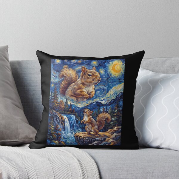 Item preview, Squirrel Howling Moon Starry Night Van Gogh Art Animal Lover designed and sold by dian-rody-crest.