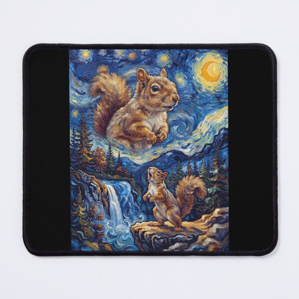 Item preview, Squirrel Howling Moon Starry Night Van Gogh Art Animal Lover designed and sold by dian-rody-crest.