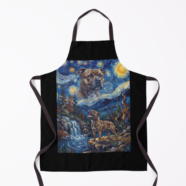 Item preview, Staffordshire Bull Terrier Howling Moon Starry Night Van Gogh Art Animal Lover designed and sold by dian-rody-crest.