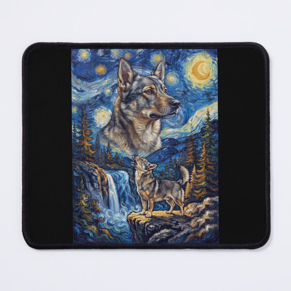 Item preview, Swedish Vallhund Howling Moon Starry Night Van Gogh Art Animal Lover designed and sold by dian-rody-crest.