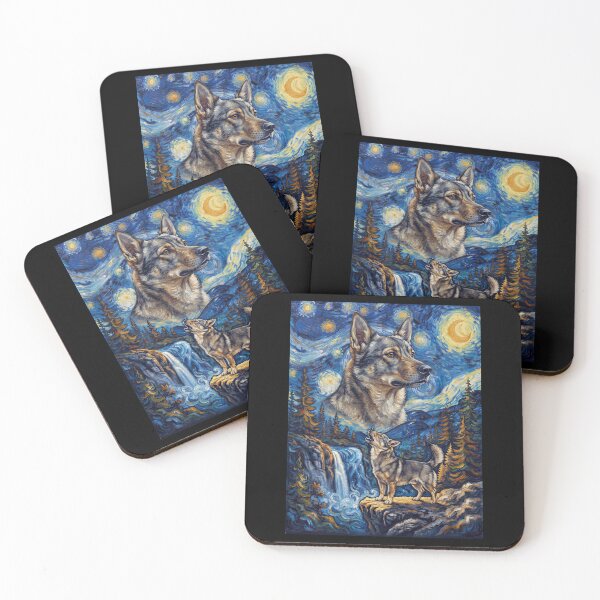 Item preview, Swedish Vallhund Howling Moon Starry Night Van Gogh Art Animal Lover designed and sold by dian-rody-crest.