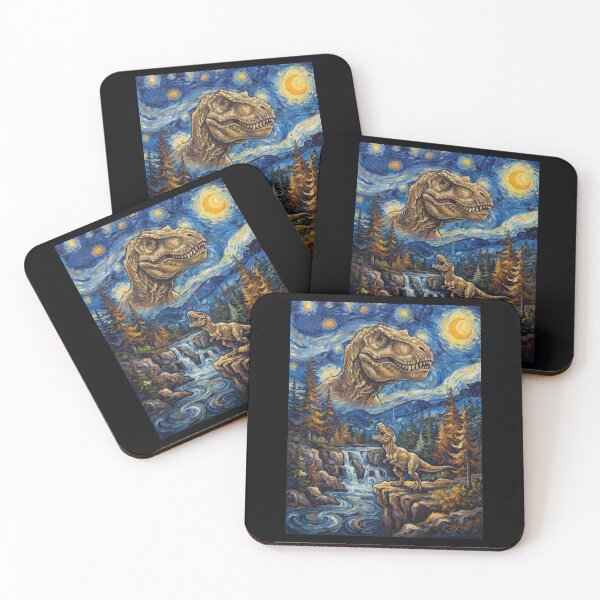 Item preview, Dinosaurio T-Rex, Luna aullante, Noche estrellada, Arte de Van Gogh, Amante de los animales designed and sold by dian-rody-crest.