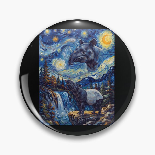 Item preview, Tapir Howling Moon Starry Night Van Gogh Art Animal Lover designed and sold by dian-rody-crest.