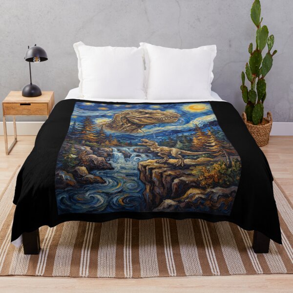 Item preview, T Rex Dinosaur Howling Moon Starry Night Van Gogh Art Animal Lover designed and sold by dian-rody-crest.