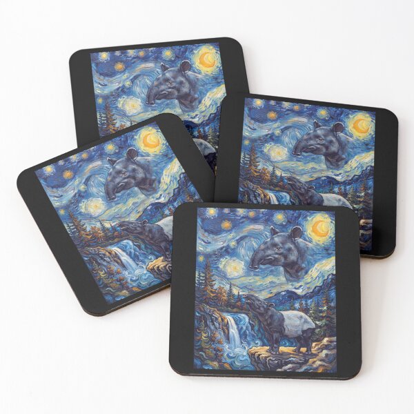 Item preview, Tapir Howling Moon Starry Night Van Gogh Art Animal Lover designed and sold by dian-rody-crest.