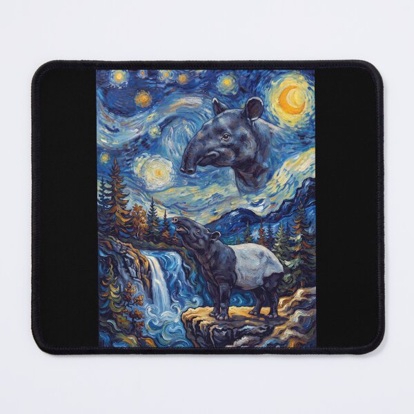 Item preview, Tapir Howling Moon Starry Night Van Gogh Art Animal Lover designed and sold by dian-rody-crest.