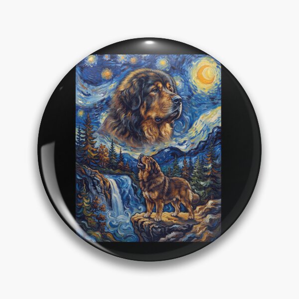 Item preview, Tibetan Mastiff Howling Moon Starry Night Van Gogh Art Animal Lover designed and sold by dian-rody-crest.