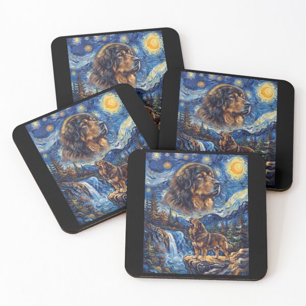 Item preview, Tibetan Mastiff Howling Moon Starry Night Van Gogh Art Animal Lover designed and sold by dian-rody-crest.