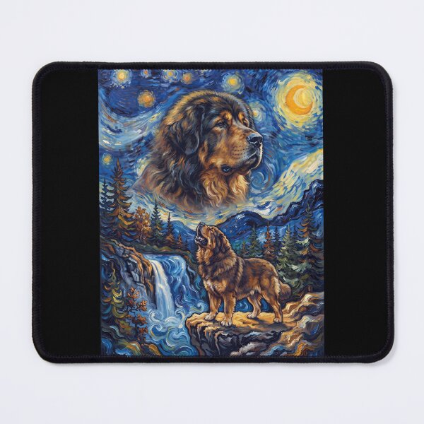Item preview, Tibetan Mastiff Howling Moon Starry Night Van Gogh Art Animal Lover designed and sold by dian-rody-crest.