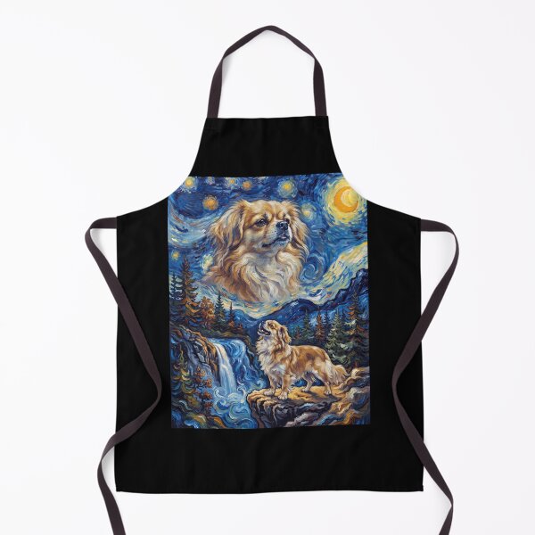 Item preview, Tibetan Spaniel Howling Moon Starry Night Van Gogh Art Animal Lover designed and sold by dian-rody-crest.