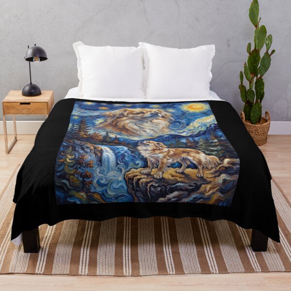 Item preview, Tibetan Spaniel Howling Moon Starry Night Van Gogh Art Animal Lover designed and sold by dian-rody-crest.