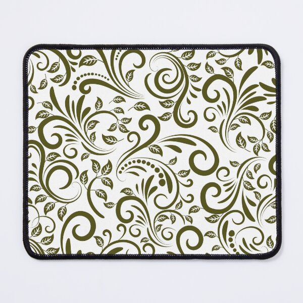 Item preview, Vintage Olive Green Botanical Swirl Pattern designed and sold by Jyoti Digital Artist.