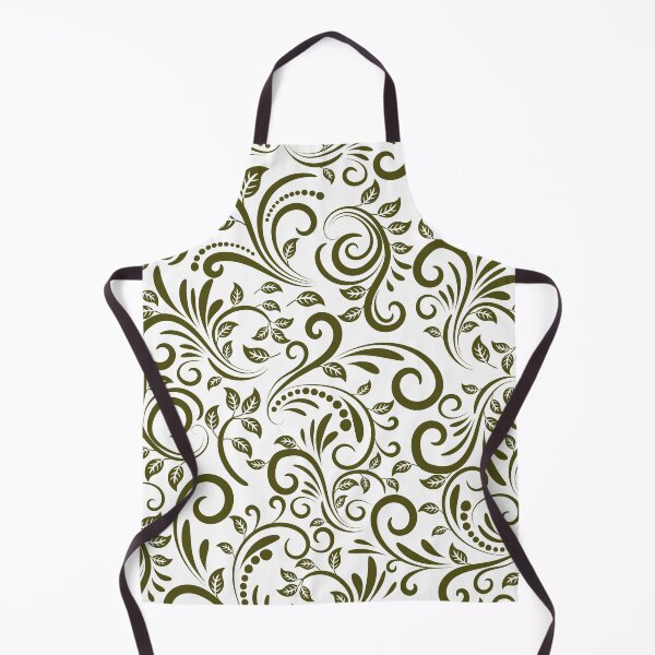 Item preview, ​Vintage Olive Green Botanical Swirl Pattern designed and sold by ​Jyoti Digital Artist.