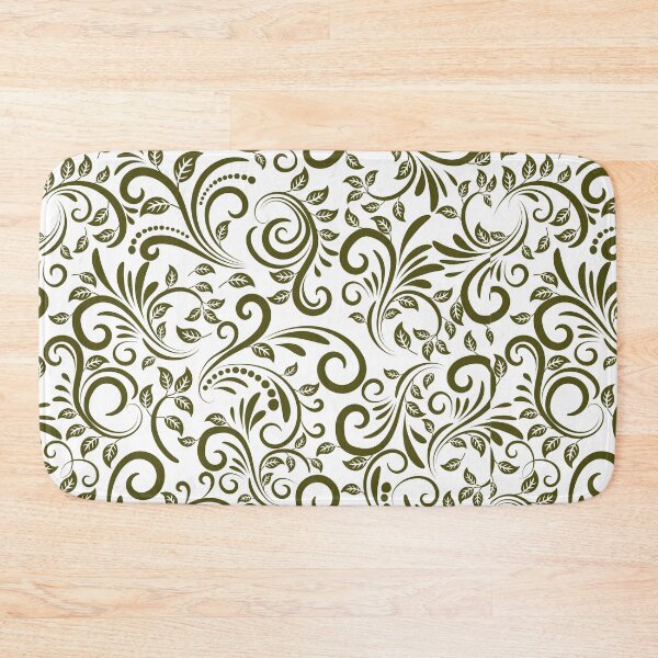 Item preview, ​Vintage Olive Green Botanical Swirl Pattern designed and sold by ​Jyoti Digital Artist.