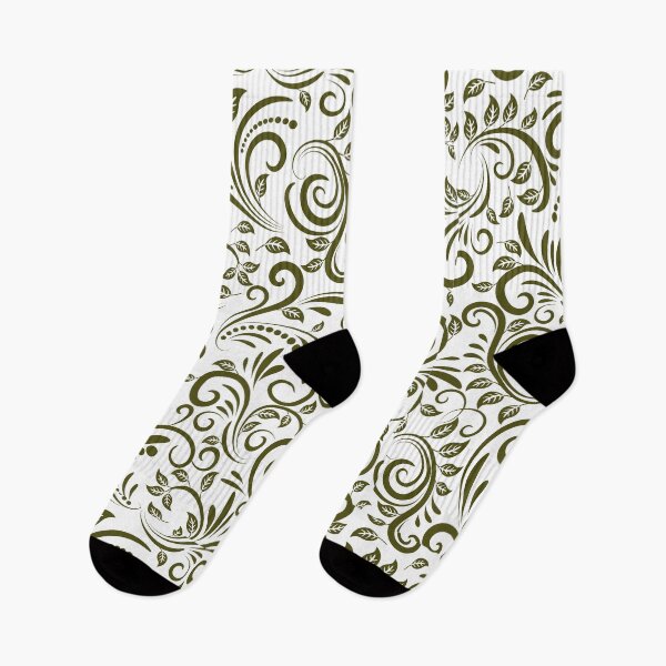 Item preview, ​Vintage Olive Green Botanical Swirl Pattern designed and sold by ​Jyoti Digital Artist.
