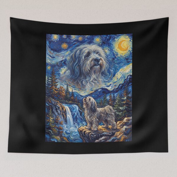 Item preview, Tibetan Terrier Howling Moon Starry Night Van Gogh Art Animal Lover designed and sold by dian-rody-crest.