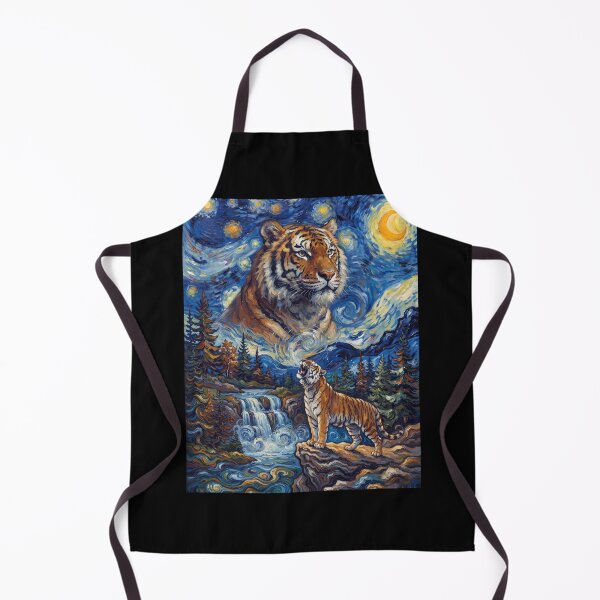 Item preview, Tiger Howling Moon Starry Night Van Gogh Art Animal Lover designed and sold by dian-rody-crest.
