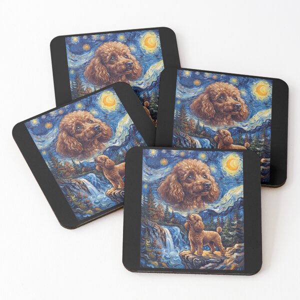 Item preview, Toy Poodle Howling Moon Starry Night Van Gogh Art Animal Lover designed and sold by dian-rody-crest.