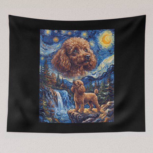Item preview, Toy Poodle Howling Moon Starry Night Van Gogh Art Animal Lover designed and sold by dian-rody-crest.