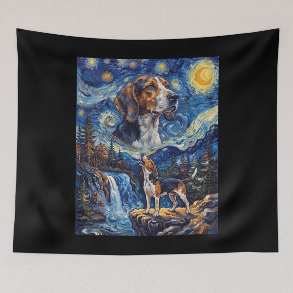 Item preview, Treeing Walker Coonhound Howling Moon Starry Night Van Gogh Art Animal Lover designed and sold by dian-rody-crest.