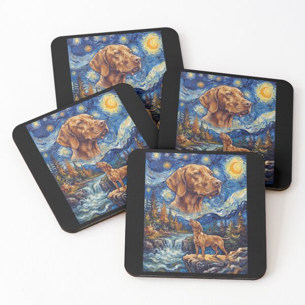 Item preview, Vizsla Howling Moon Starry Night Van Gogh Art Dog Lover designed and sold by dian-rody-crest.