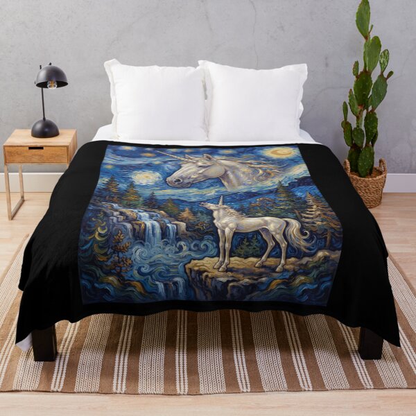 Item preview, Unicorn Howling Moon Starry Night Van Gogh Art Animal Lover designed and sold by dian-rody-crest.