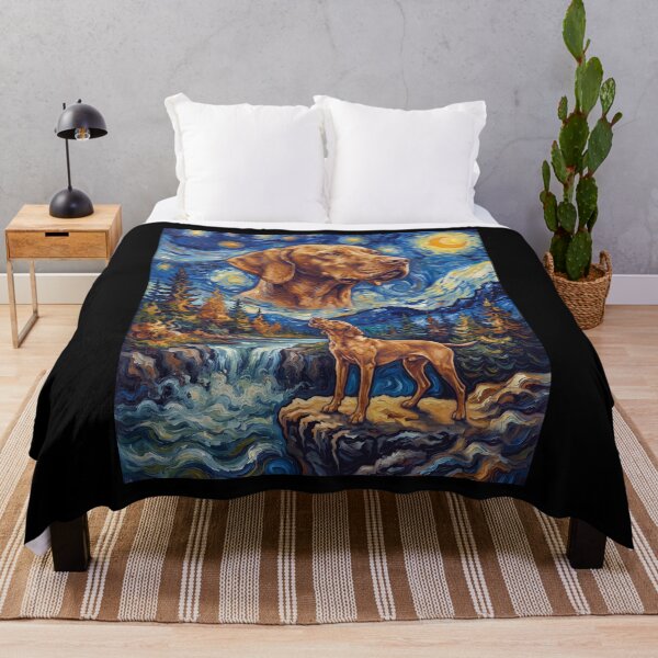 Item preview, Vizsla Howling Moon Starry Night Van Gogh Art Dog Lover designed and sold by dian-rody-crest.