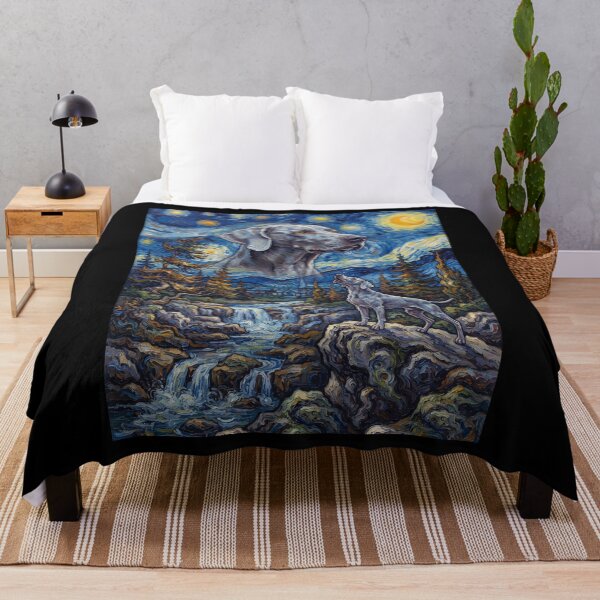 Item preview, Weimaraner Howling Moon Starry Night Van Gogh Art Dog Lover designed and sold by dian-rody-crest.
