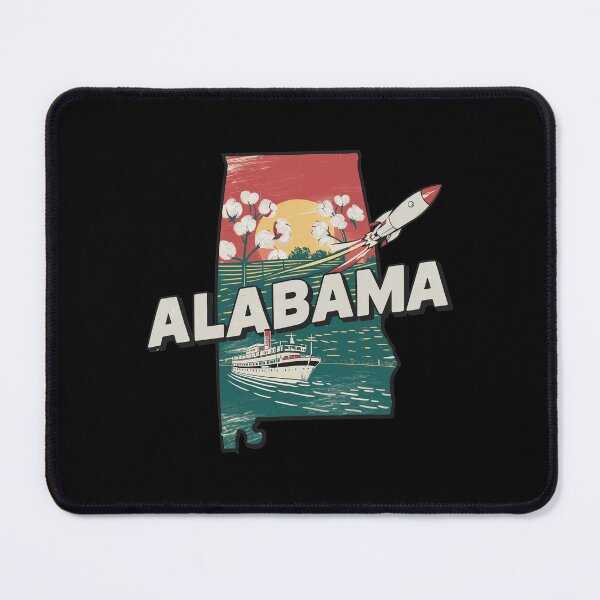 Item preview, Alabama State Retro Rocket Steamboat Cotton Map designed and sold by CAYDENSYEL.