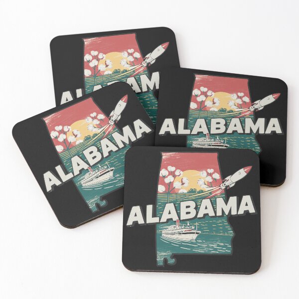Item preview, Alabama State Retro Rocket Steamboat Cotton Map designed and sold by CAYDENSYEL.