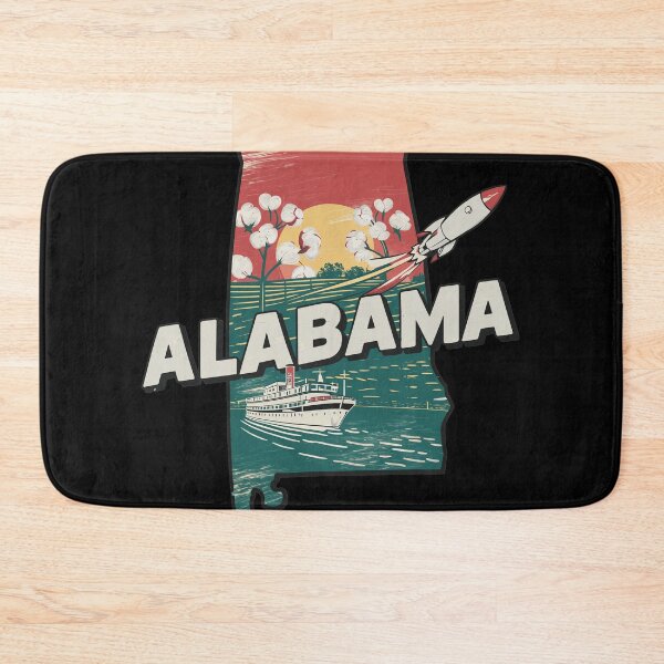 Item preview, Alabama State Retro Rocket Steamboat Cotton Map designed and sold by CAYDENSYEL.