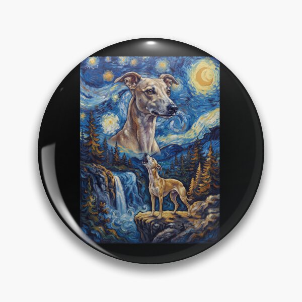 Item preview, Whippet Howling Moon Starry Night Van Gogh Art Dog Lover designed and sold by dian-rody-crest.