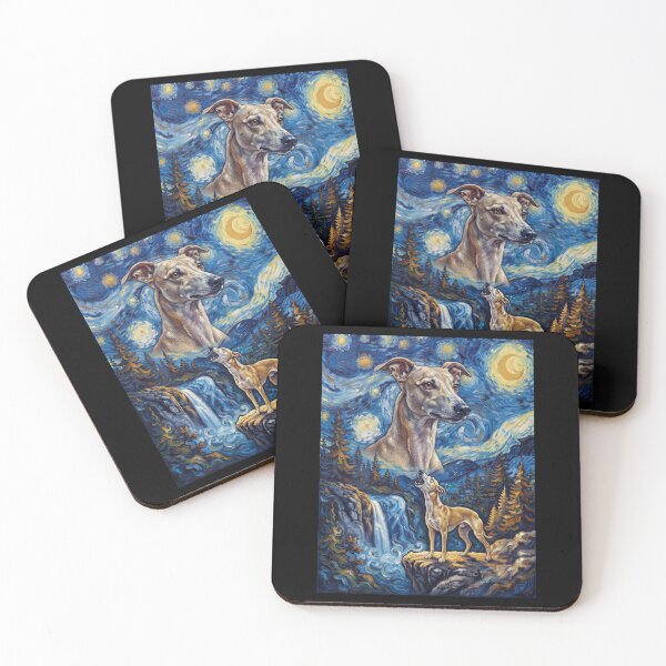 Item preview, Whippet Howling Moon Starry Night Van Gogh Art Dog Lover designed and sold by dian-rody-crest.