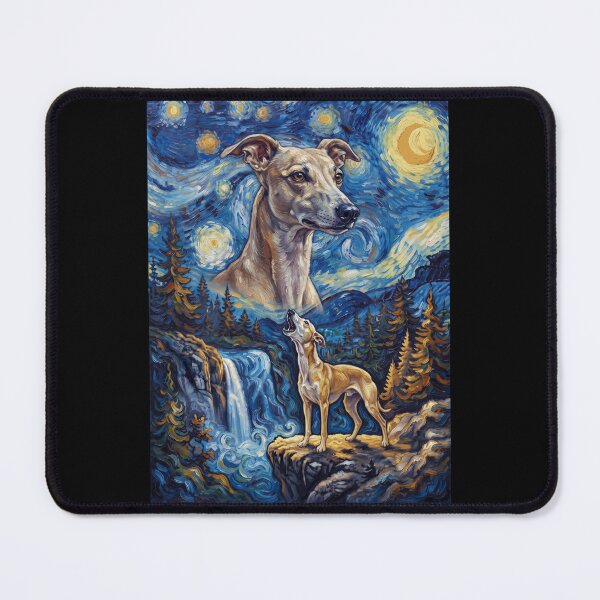Item preview, Whippet Howling Moon Starry Night Van Gogh Art Dog Lover designed and sold by dian-rody-crest.