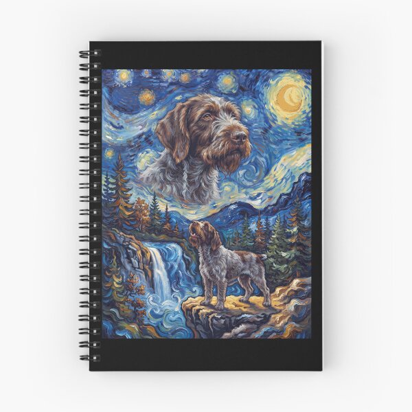 Item preview, Wirehaired Pointing Griffon Howling Moon Starry Night Van Gogh Art Animal Lover designed and sold by dian-rody-crest.