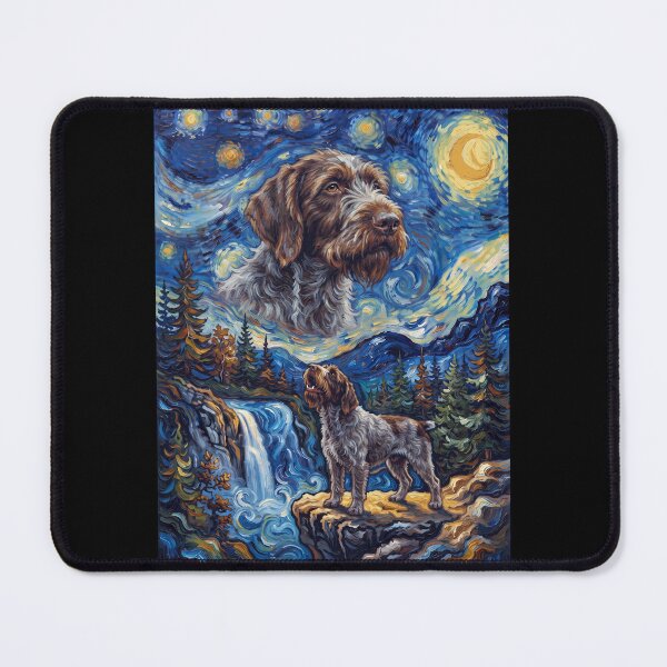 Item preview, Wirehaired Pointing Griffon Howling Moon Starry Night Van Gogh Art Animal Lover designed and sold by dian-rody-crest.