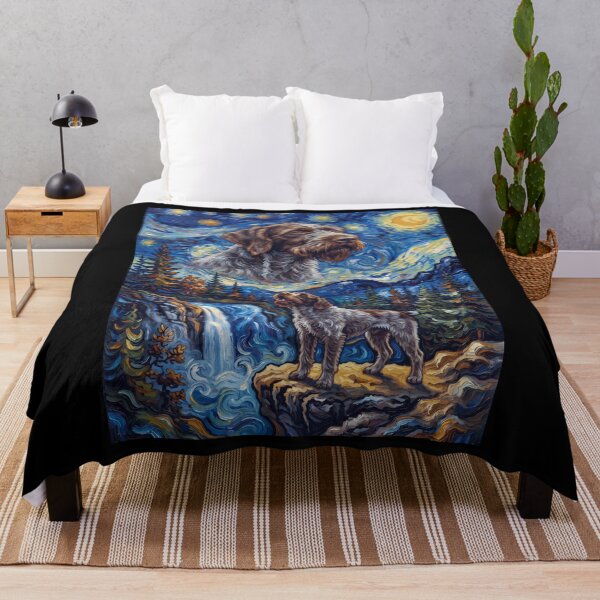 Item preview, Wirehaired Pointing Griffon Howling Moon Starry Night Van Gogh Art Animal Lover designed and sold by dian-rody-crest.