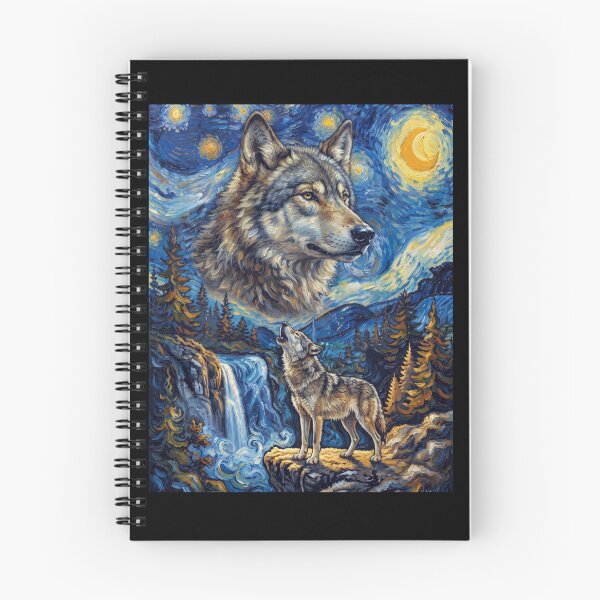 Item preview, Wolf Howling Moon Starry Night Van Gogh Art Animal Lover designed and sold by dian-rody-crest.