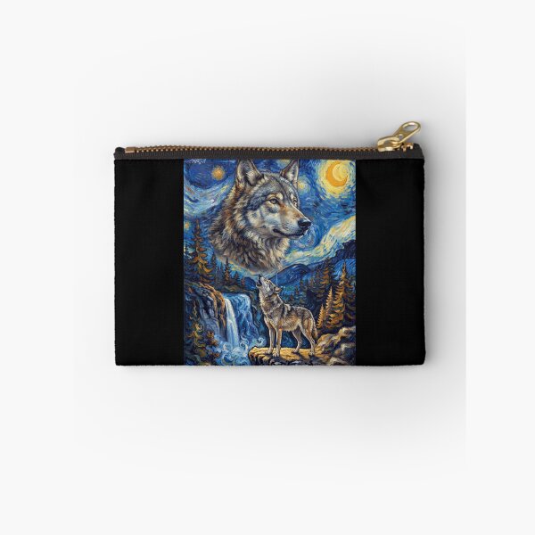 Item preview, Wolf Howling Moon Starry Night Van Gogh Art Animal Lover designed and sold by dian-rody-crest.
