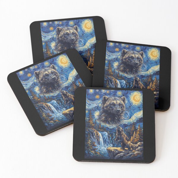 Item preview, Wolverine Howling Moon Starry Night Van Gogh Art Animal Lover designed and sold by dian-rody-crest.