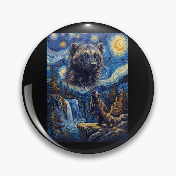 Item preview, Wolverine Howling Moon Starry Night Van Gogh Art Animal Lover designed and sold by dian-rody-crest.