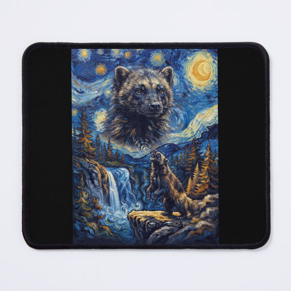 Item preview, Wolverine Howling Moon Starry Night Van Gogh Art Animal Lover designed and sold by dian-rody-crest.