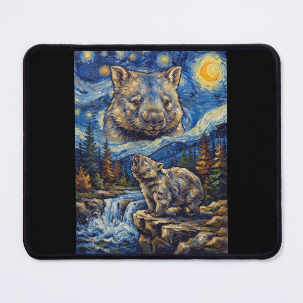 Item preview, Wombat Howling Moon Starry Night Van Gogh Art Animal Lover designed and sold by dian-rody-crest.