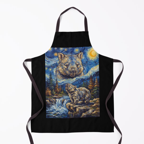 Item preview, Wombat Howling Moon Starry Night Van Gogh Art Animal Lover designed and sold by dian-rody-crest.